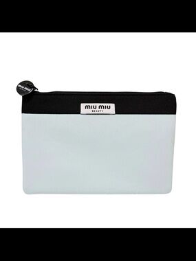 Miu Miu Two-Tone Beauty Pouch in Pale Blue and Black GWP